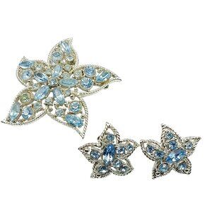 Sarah Coventry "Star Fire" Silver-Tone Starfish Brooch & Earrings Set With Light